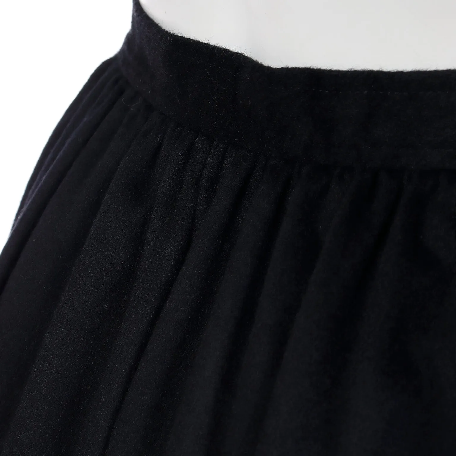 1980s Yves Saint Laurent Black Cashmere Wool Vintage Midi Skirt