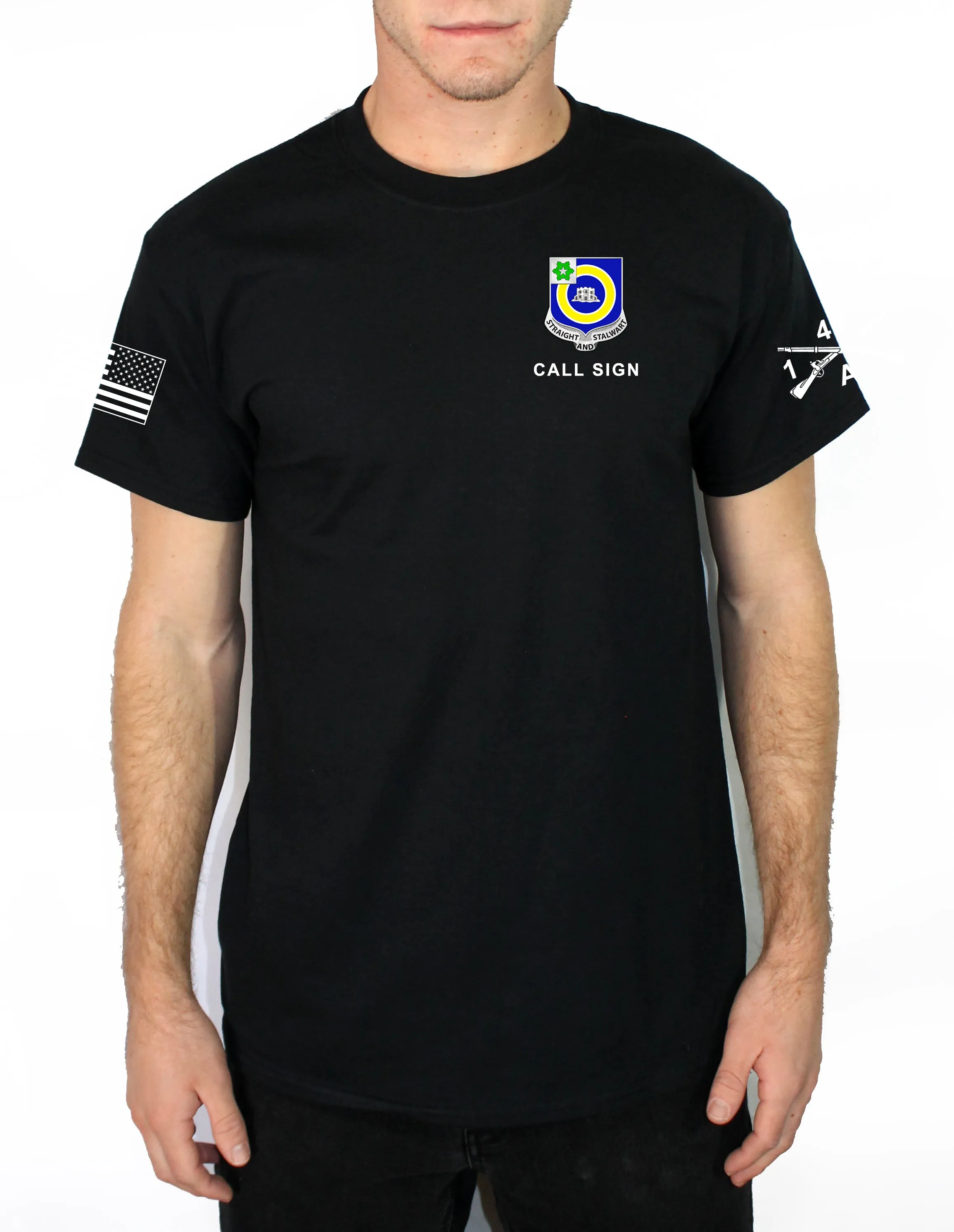 Able Co 50-50 Blend Black Unisex PT Short Sleeve Shirt. Approved for PT