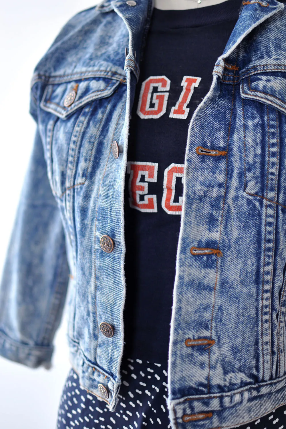 Acid Wash Shrunken Denim Jacket XS