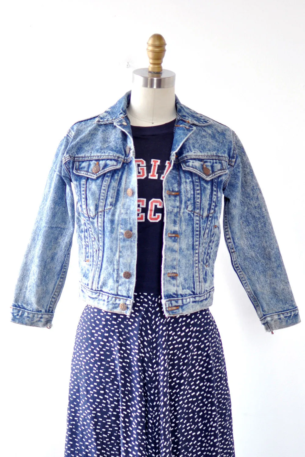 Acid Wash Shrunken Denim Jacket XS