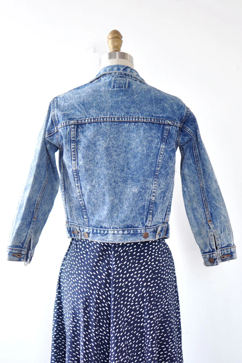 Acid Wash Shrunken Denim Jacket XS