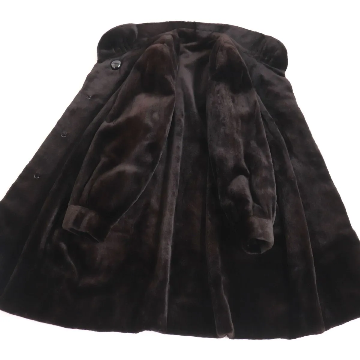 Altima SAGA Sheared Mink Fur Coat Dark Brown