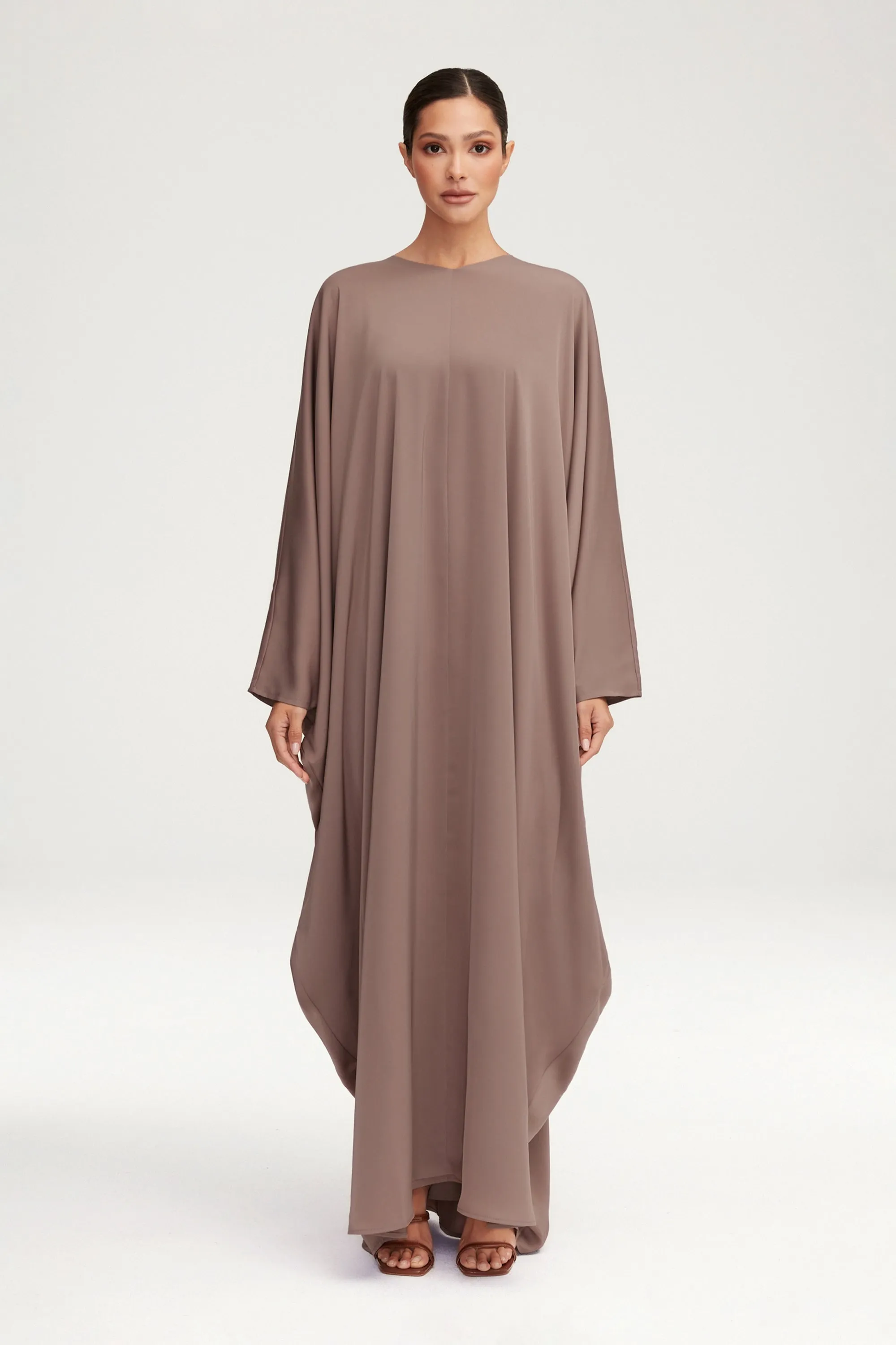 Anisa Satin Kaftan - Deep Taupe