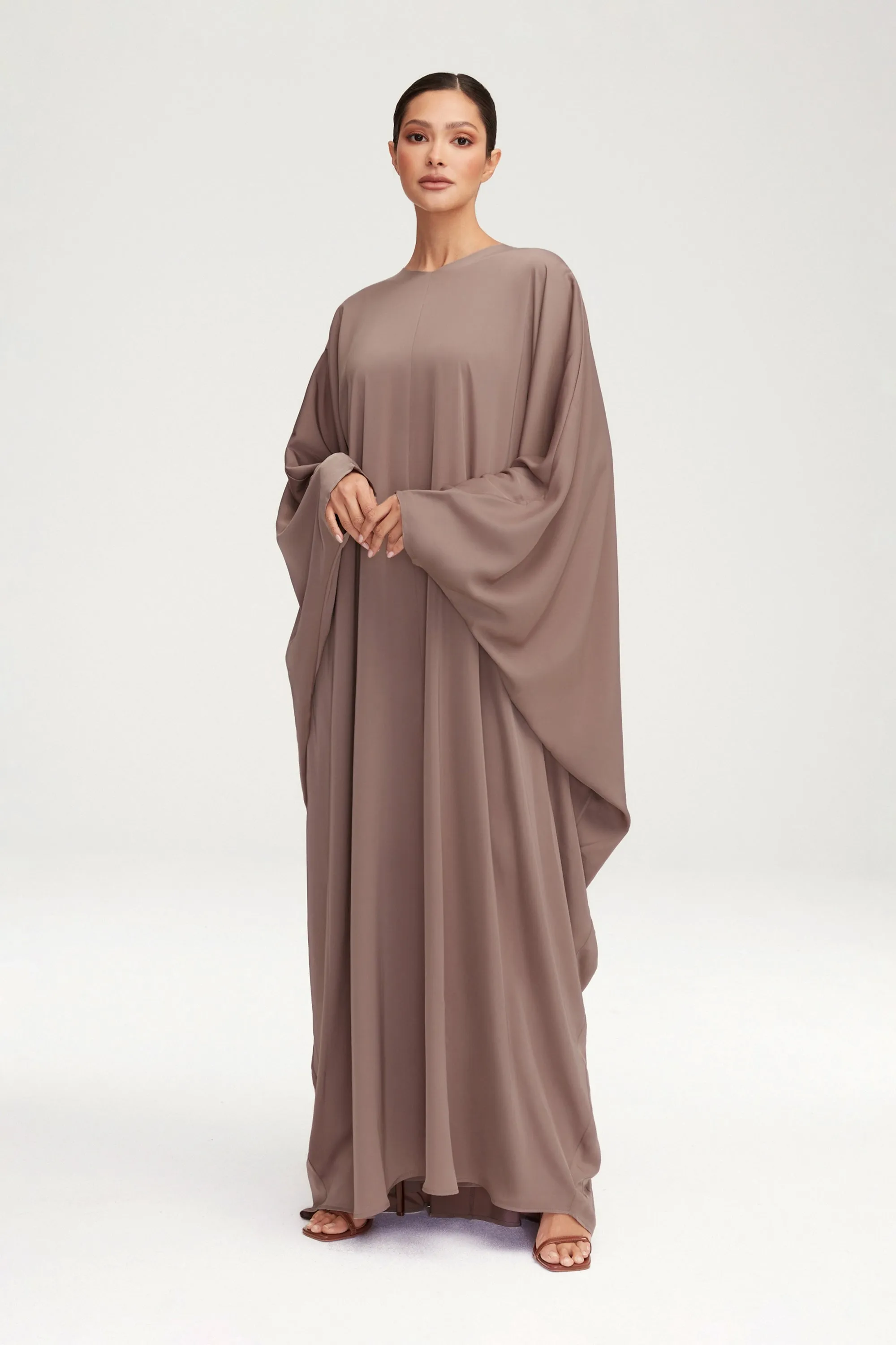 Anisa Satin Kaftan - Deep Taupe