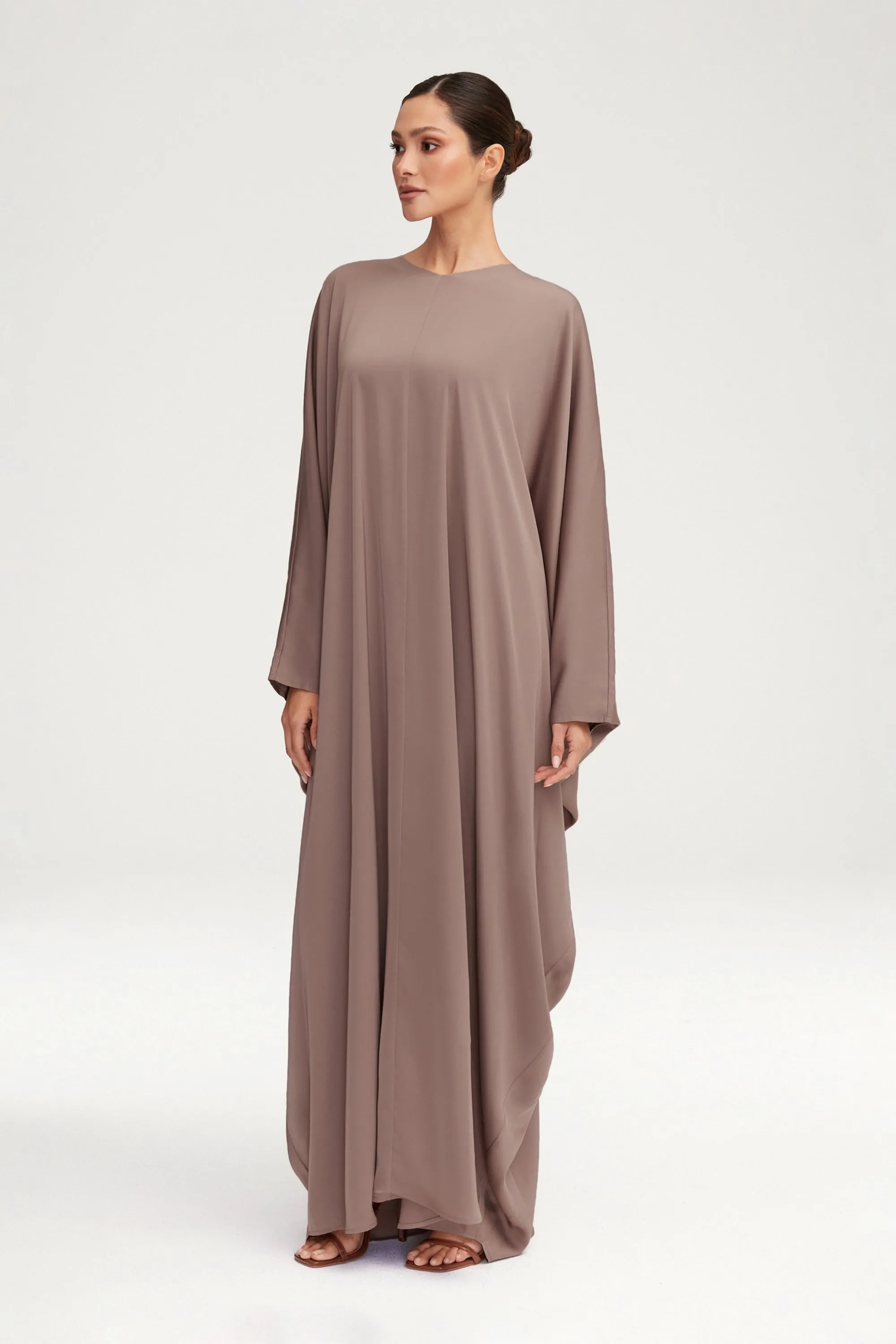 Anisa Satin Kaftan - Deep Taupe