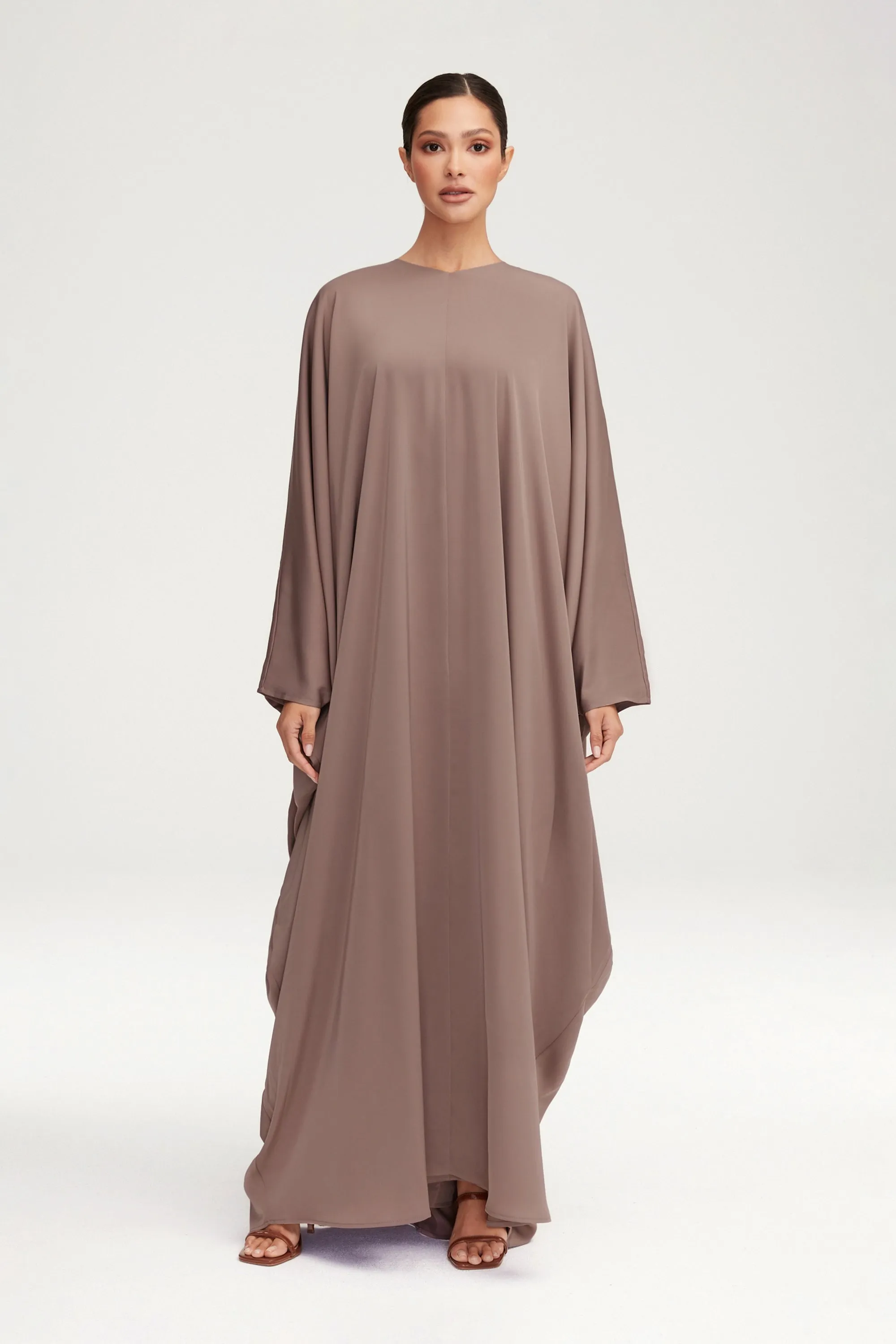 Anisa Satin Kaftan - Deep Taupe