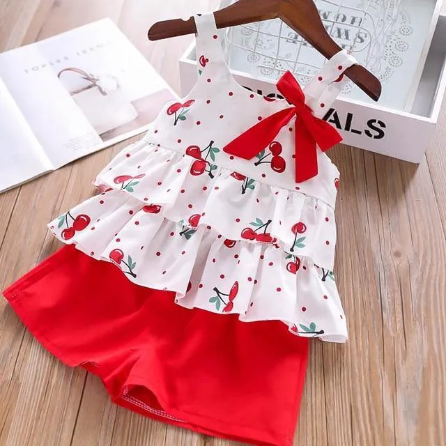 Baby Girl Clothes Summer Children's Girls' Clothing Kids Bay Clothes Toddler Chiffon bowknot coat Pants Set