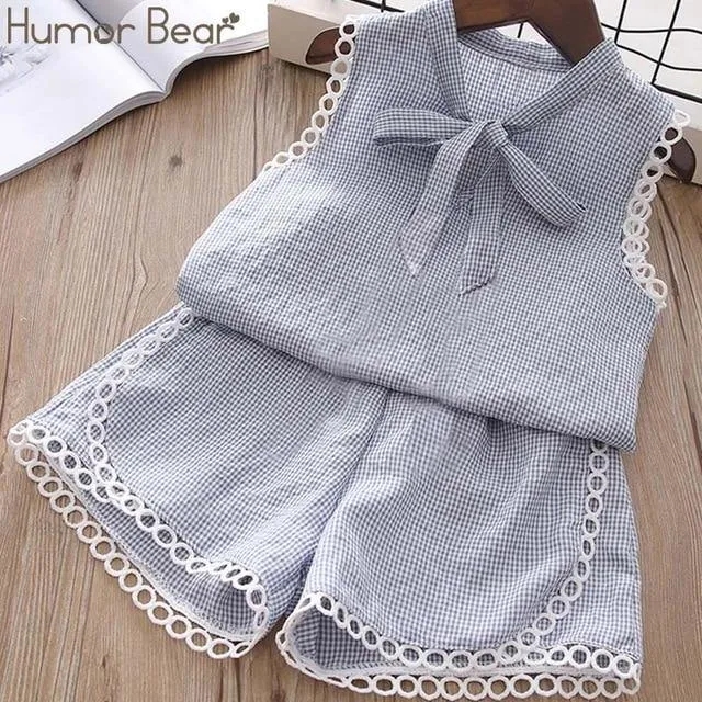 Baby Girl Clothes Summer Children's Girls' Clothing Kids Bay Clothes Toddler Chiffon bowknot coat Pants Set