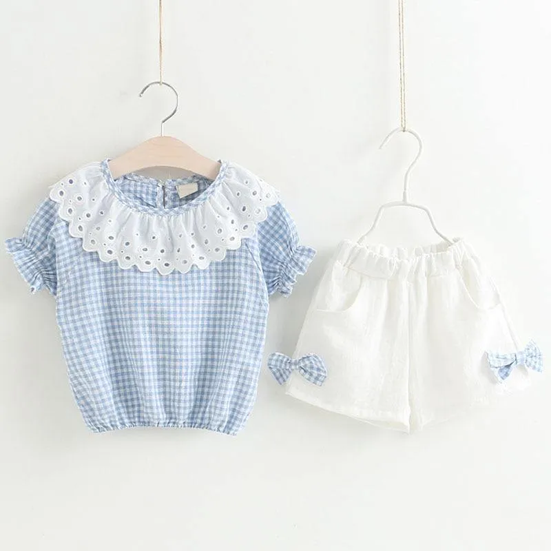 Baby Girl Clothes Summer Children's Girls' Clothing Kids Bay Clothes Toddler Chiffon bowknot coat Pants Set