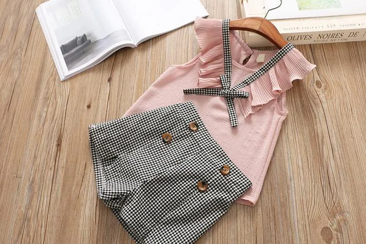 Baby Girl Clothes Summer Children's Girls' Clothing Kids Bay Clothes Toddler Chiffon bowknot coat Pants Set