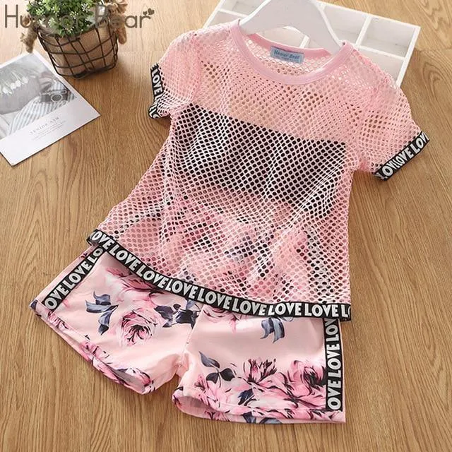 Baby Girl Clothes Summer Children's Girls' Clothing Kids Bay Clothes Toddler Chiffon bowknot coat Pants Set