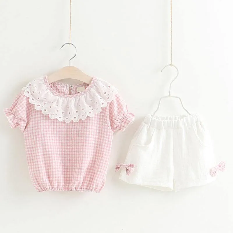 Baby Girl Clothes Summer Children's Girls' Clothing Kids Bay Clothes Toddler Chiffon bowknot coat Pants Set