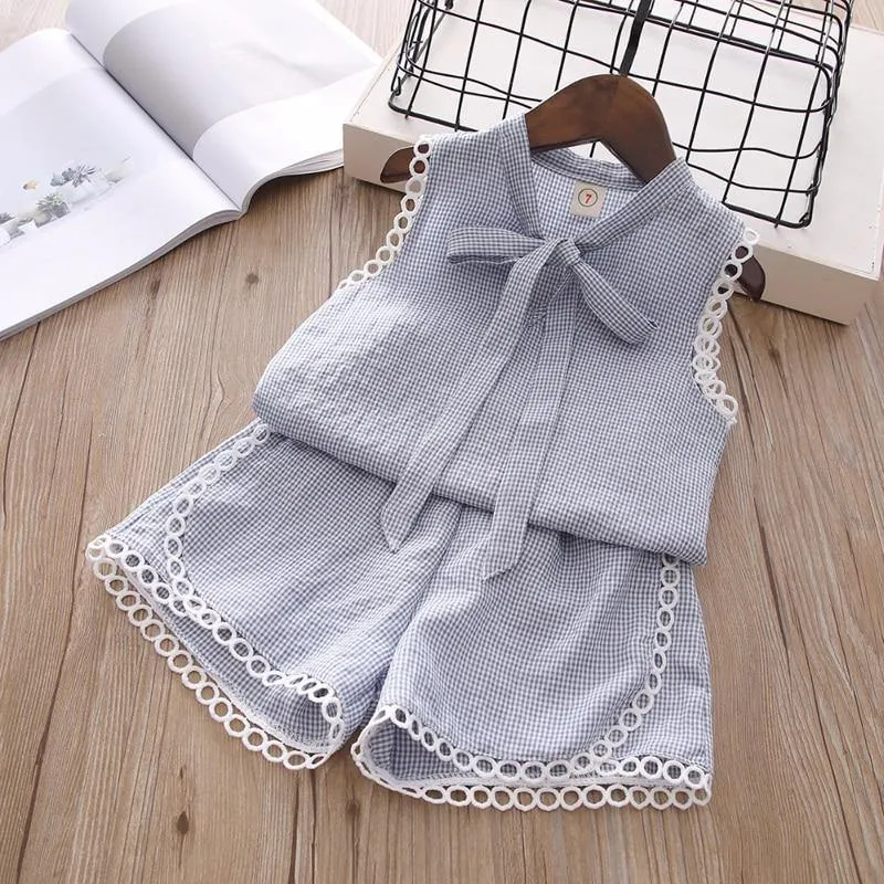 Baby Girl Clothes Summer Children's Girls' Clothing Kids Bay Clothes Toddler Chiffon bowknot coat Pants Set