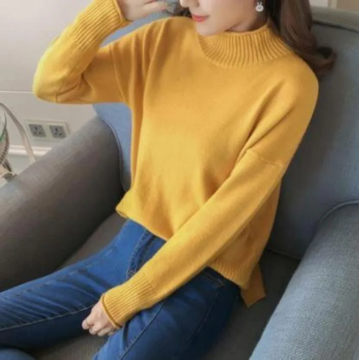 Basic Solid Colors O-Neck Knitted Pullover Sweater