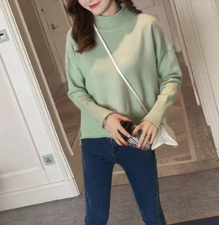 Basic Solid Colors O-Neck Knitted Pullover Sweater