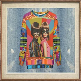 Beatnik Girls - Rainbow Flash Hippie Abstract Print Unisex Sweatshirt (Gold Label)