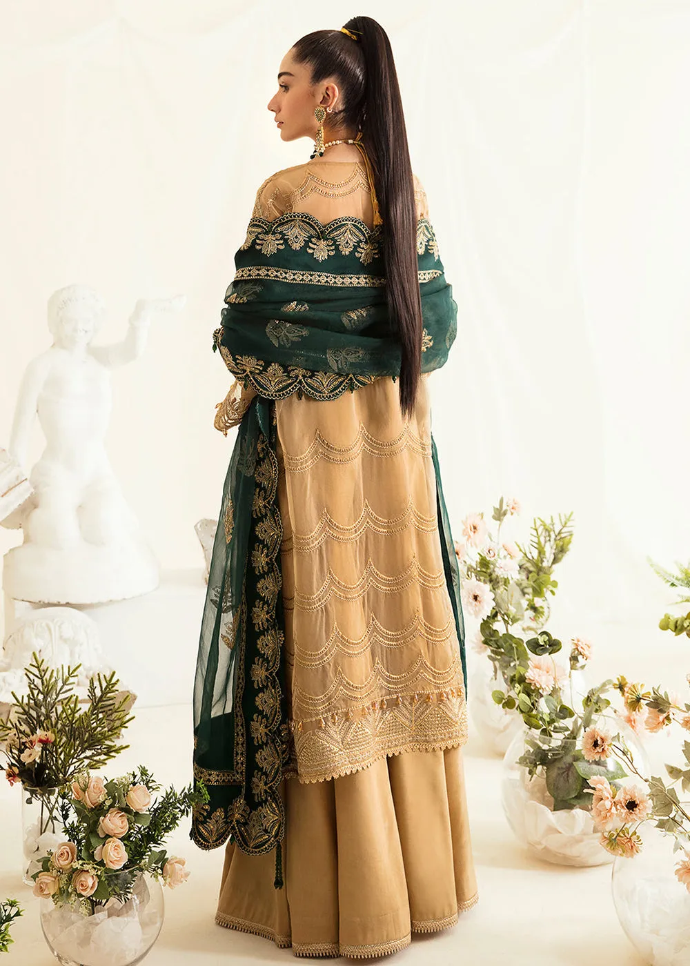 Beige Pakistani Palazzo Suit | Ayzel | Fleur De Lis Formals’23 | Clovera