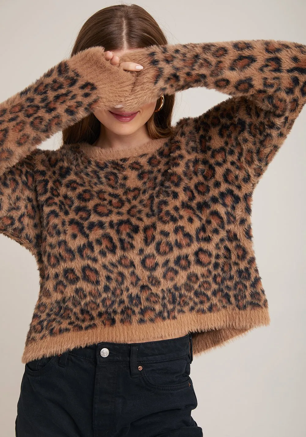 Bella Dahl - Crew Neck Sweater in Golden Leopard