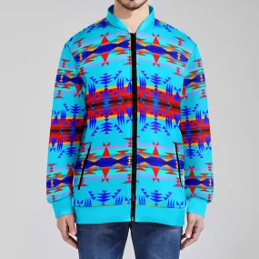 Between the Mountains Blue Youth Zippered Collared Lightweight Jacket