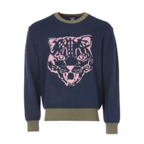 Billionaire Boys Club Leopard Knitted Navy Jumper