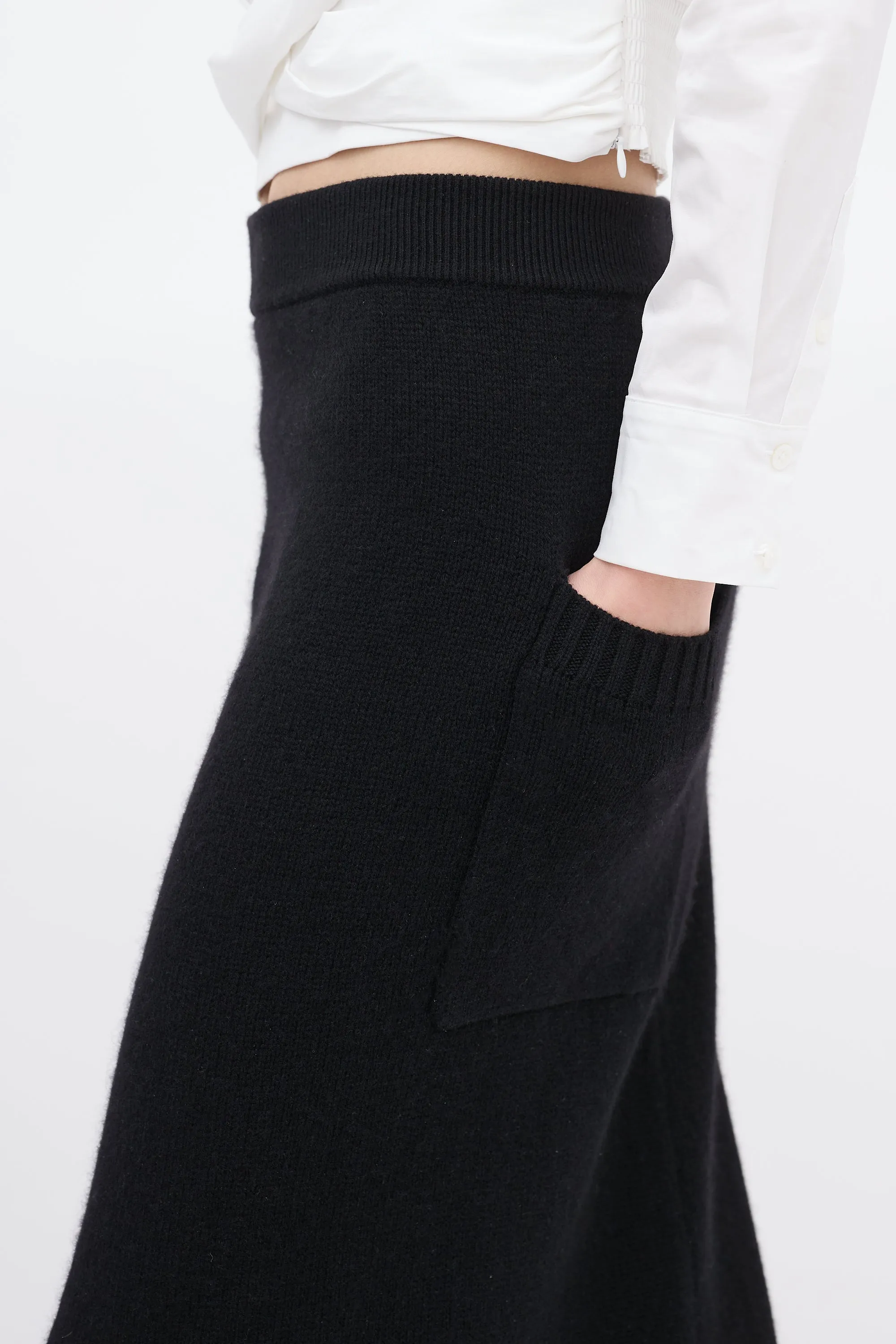 Black Cashmere Alma Midi Skirt