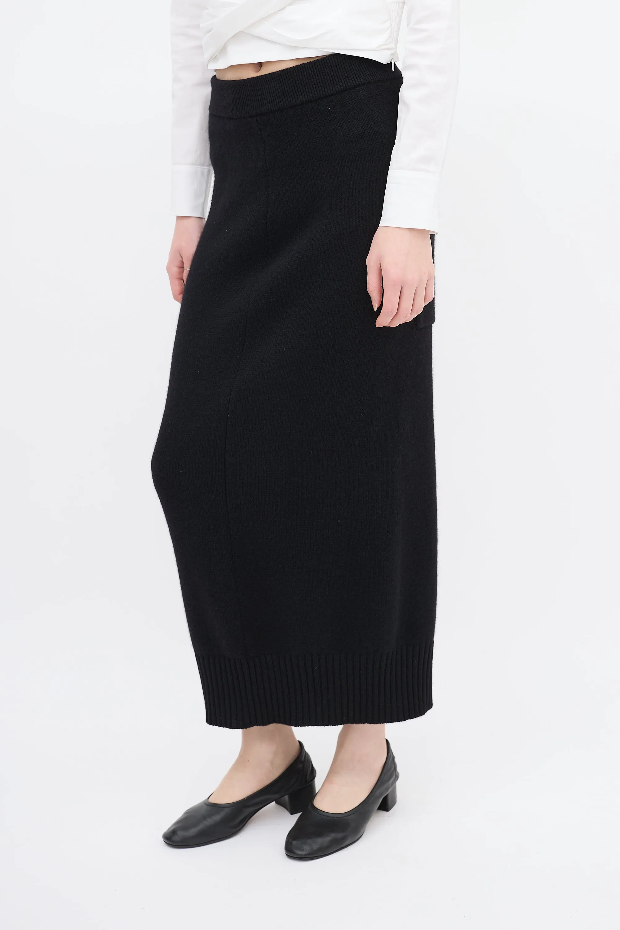 Black Cashmere Alma Midi Skirt