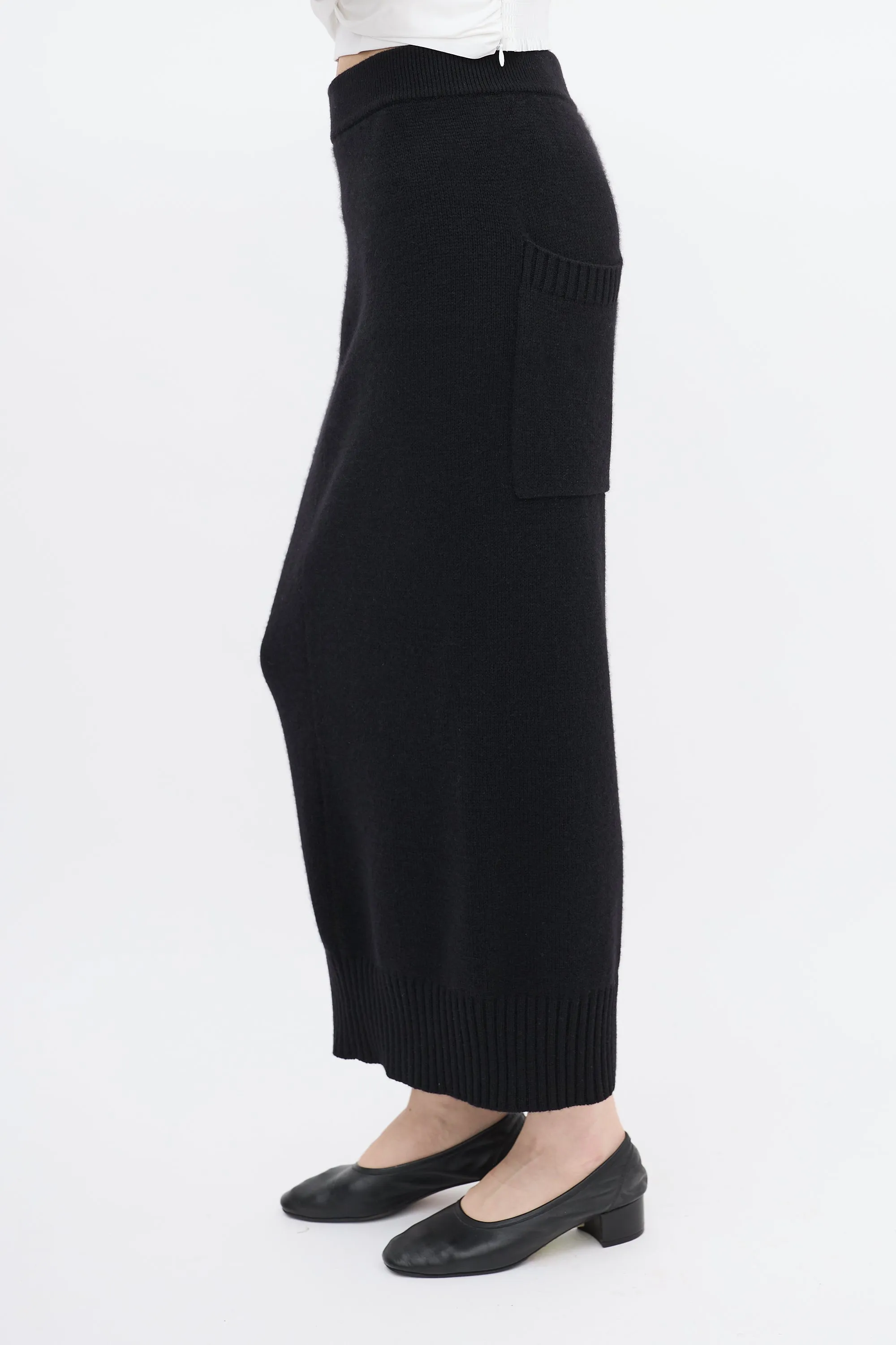 Black Cashmere Alma Midi Skirt