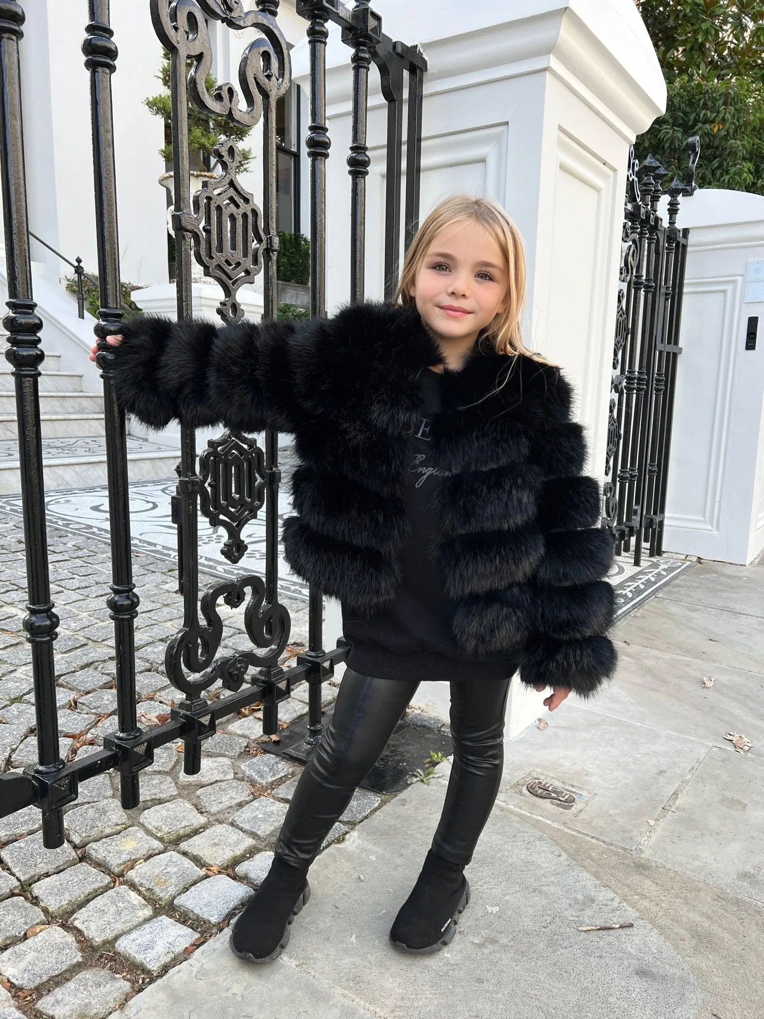 Black Childrens Faux Fur Coat