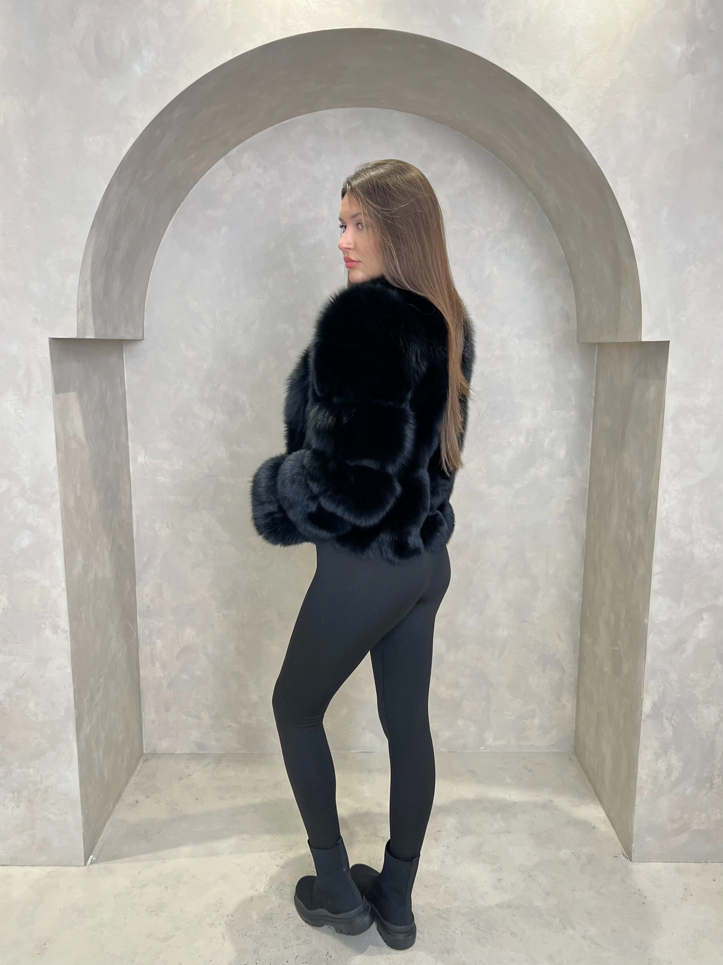 Black Luxury Fur Vertical Pelt Coat