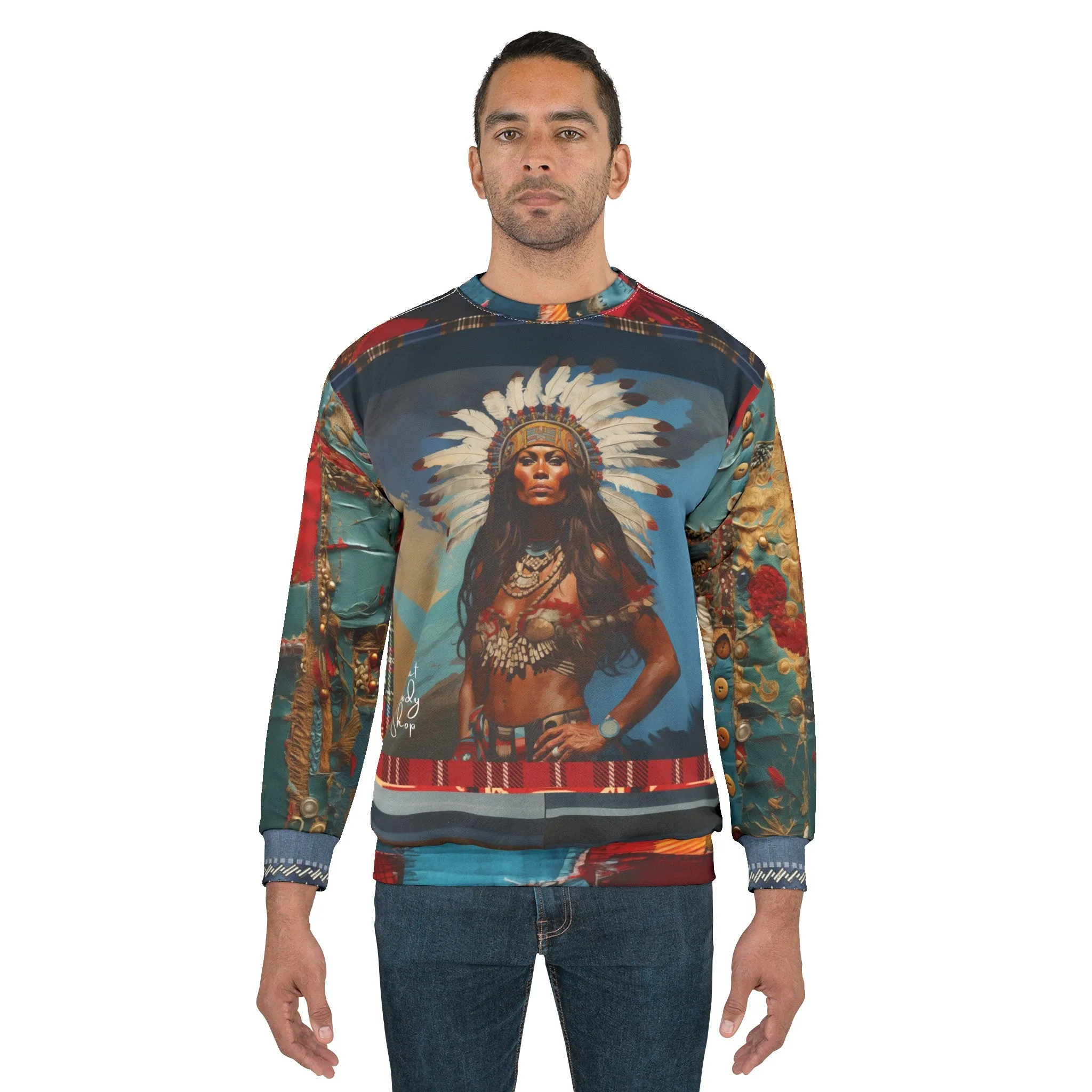 Black Seminole Woman in Plume Unisex Sweatshirt (Gold Label)