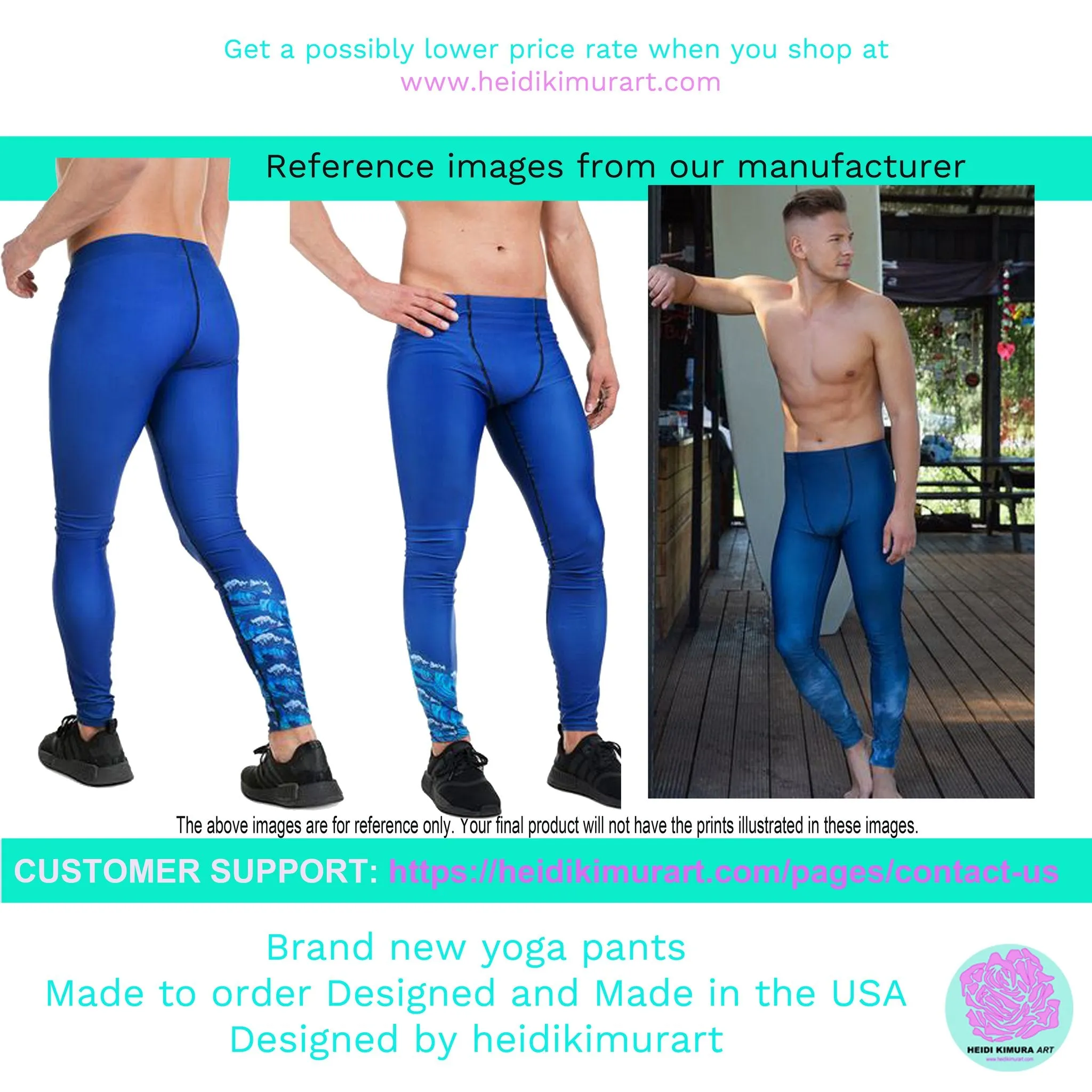 Blue Abstract Best Men's Leggings, Blue Clouds Designer Meggings Compression Tights-Made in USA/EU