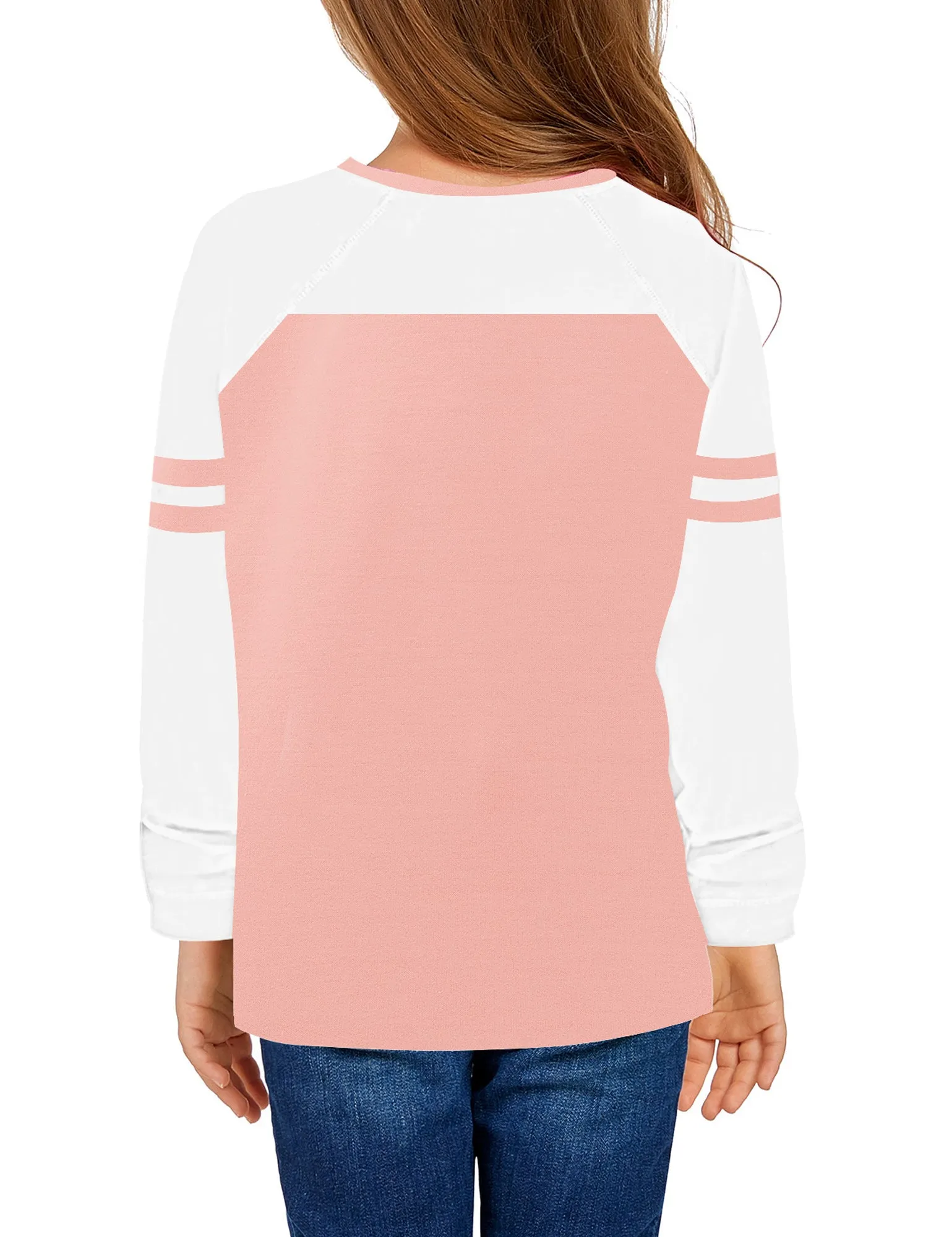 Blush Color Block Crew Neckline Pullover Girls' Top