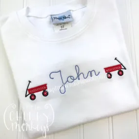 Boy Shirt - Mini Wagons with Personalization