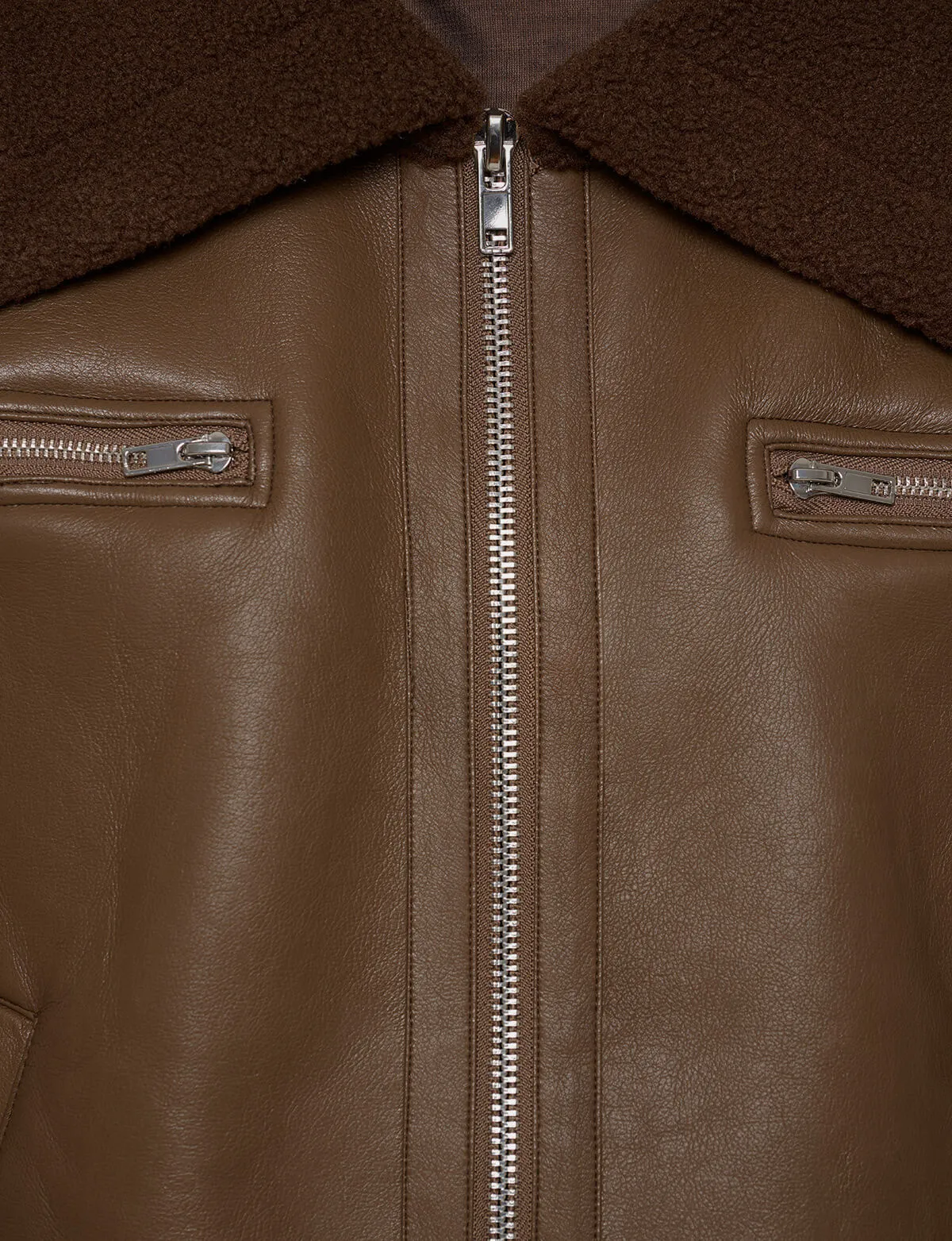 Brown Shearling Collar Jacket