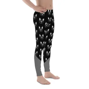 Bull Dog Meggings, Black White Gray Cute Premium Men's Leggings - Made in USA/ EU