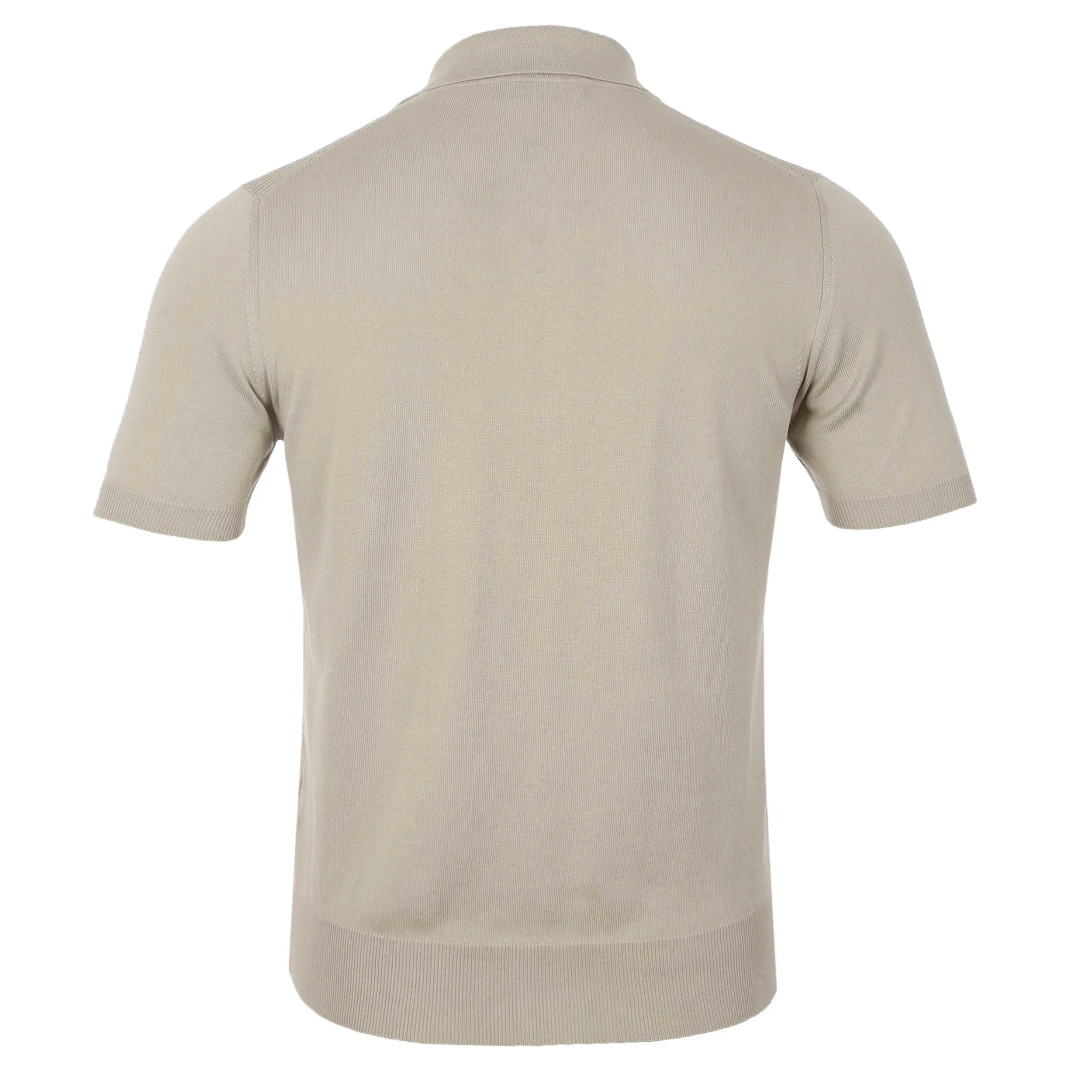 Canali Weave Front Knitted Polo in Beige