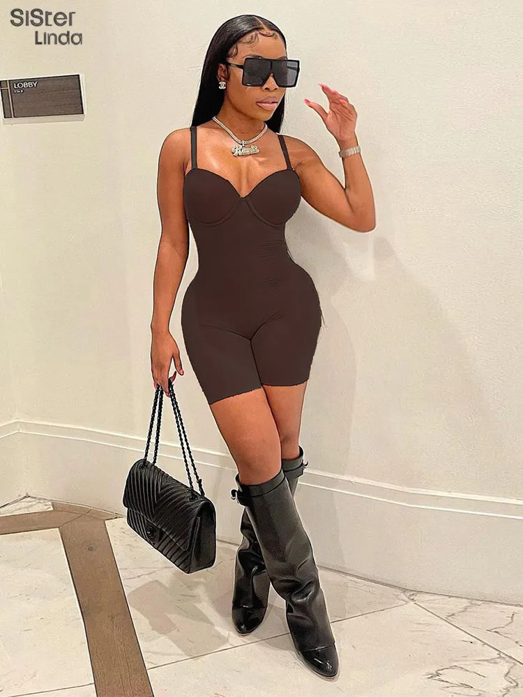 Casual Mesh Bodycon Mini Dress Women Romper  Sleeveless Skinny Stretchy Deep V Neck Party Clubwear Trend Outfit