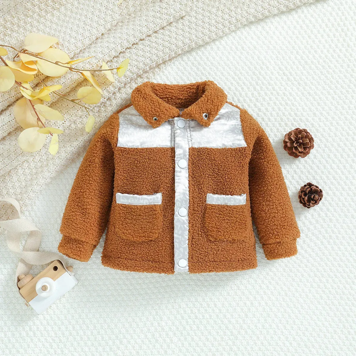 Children's New Zipper Cute Polar Sherpa Fleece Winter Jacket Kids