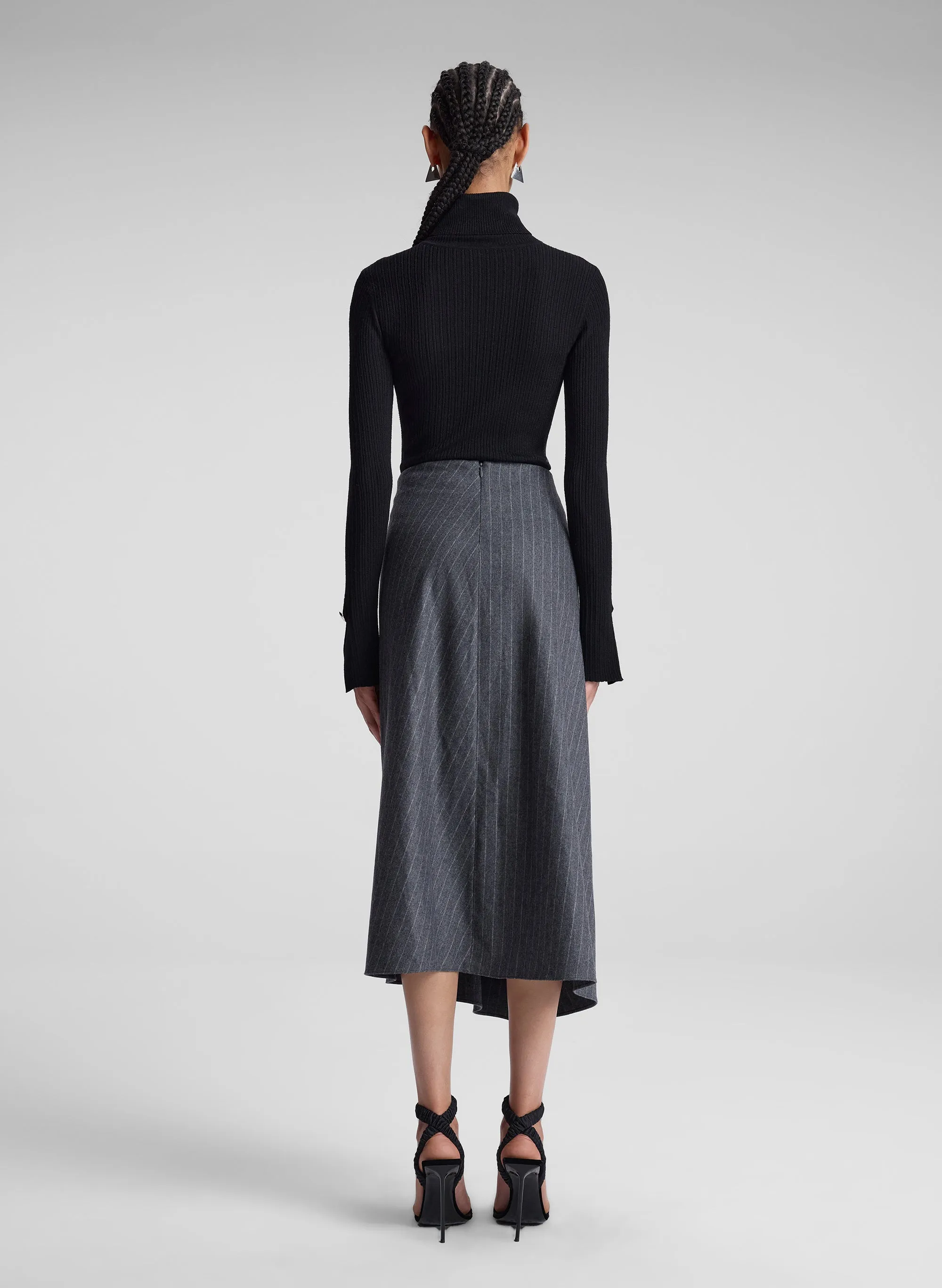 Clara Wool Cashmere Pinstripe Midi Skirt