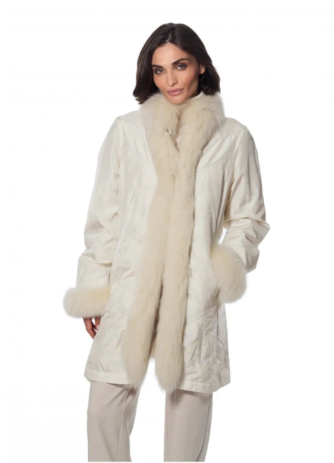 Coat, Reversible 3/4 Length Fox Fur Coat - Linda Richards - Style 9499