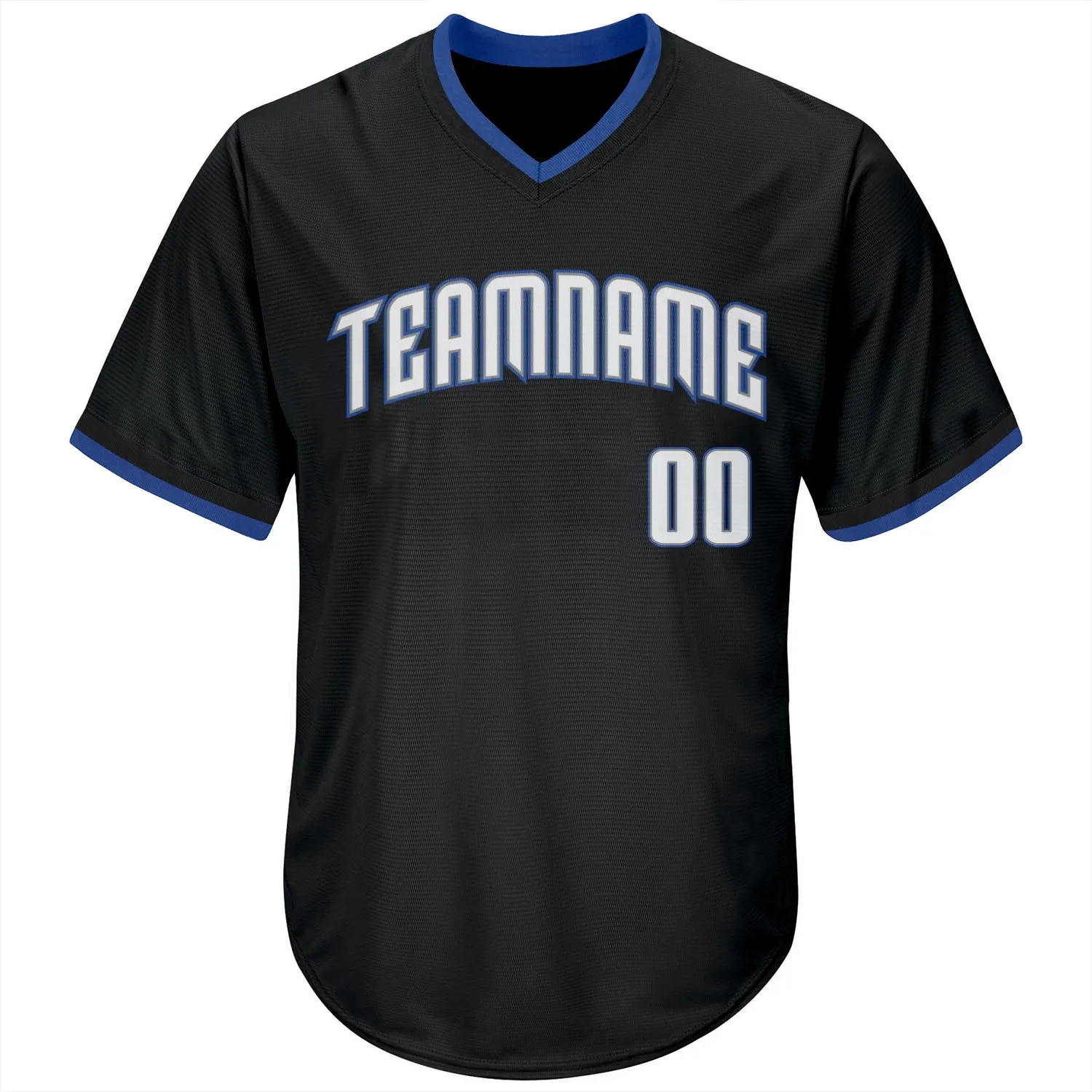 Custom Black White-Blue Authentic Throwback Rib-Knit Baseball Jersey Shirt