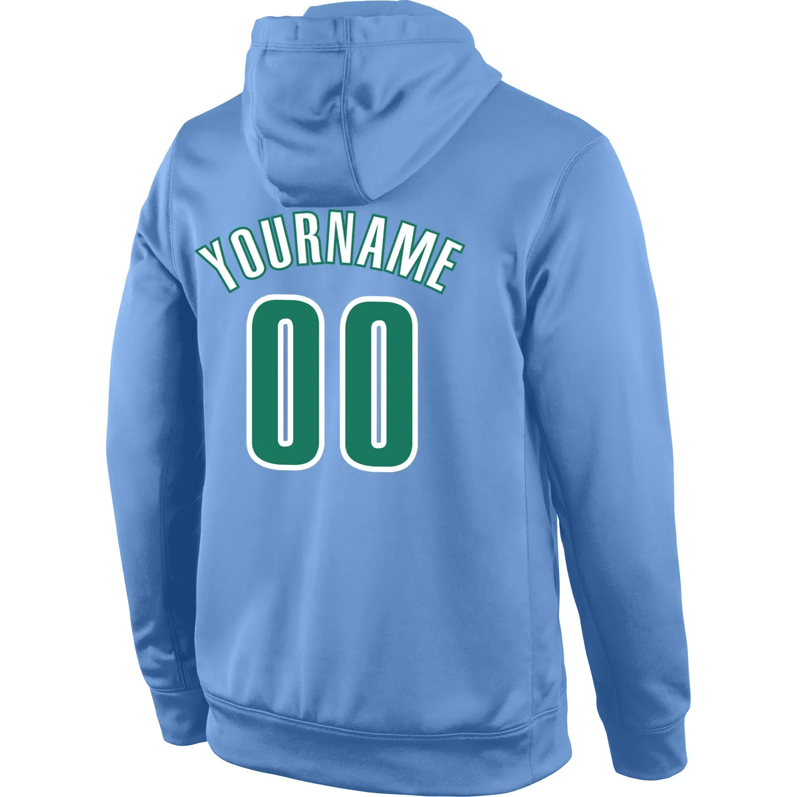 Custom Stitched Light Blue Kelly Green-White Sports Pullover Sweatshirt Hoodie