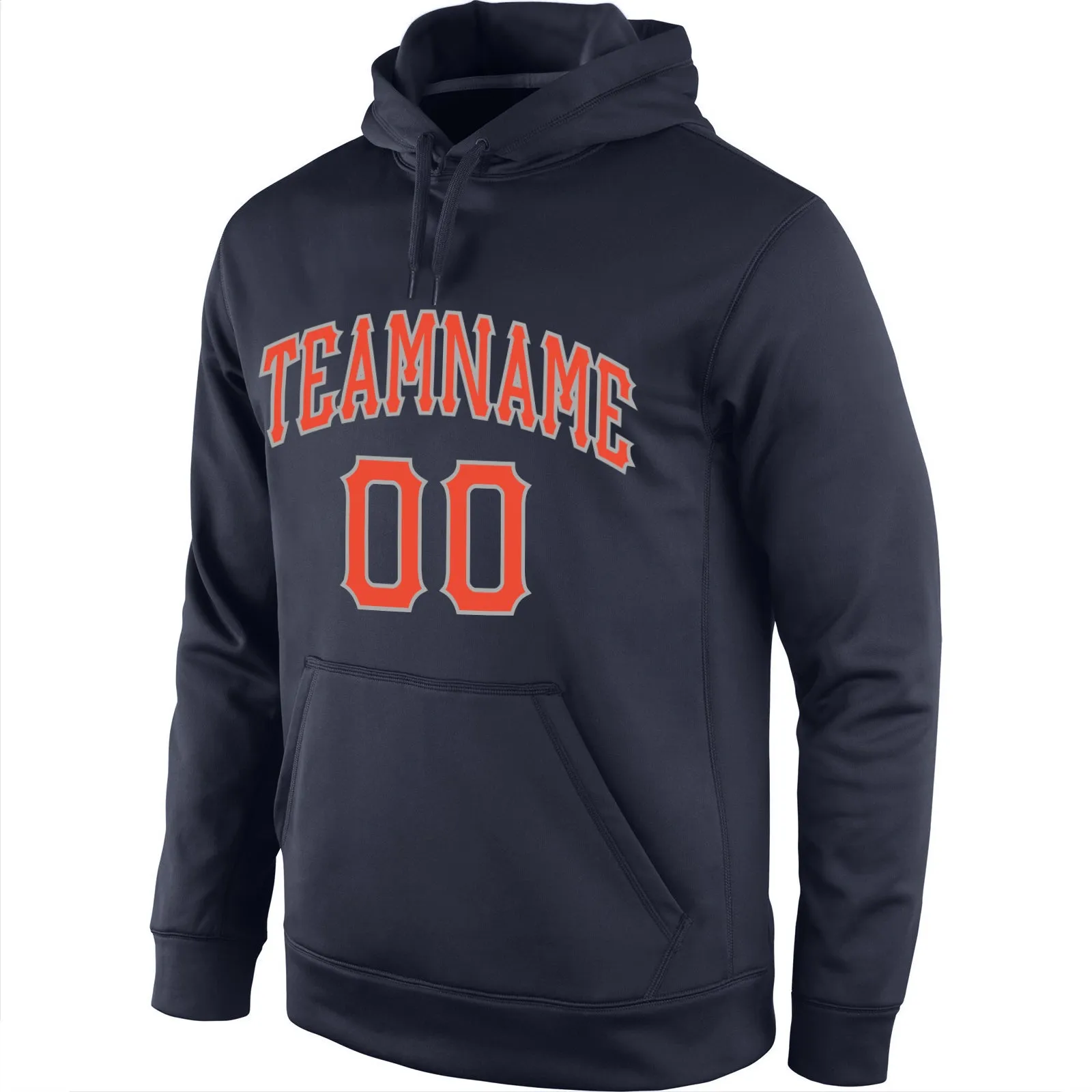 Custom Stitched Navy Orange-Gray Sports Pullover Sweatshirt Hoodie