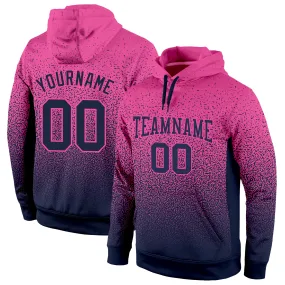 Custom Stitched Pink Navy Fade Fashion Sports Pullover Sweatshirt Hoodie