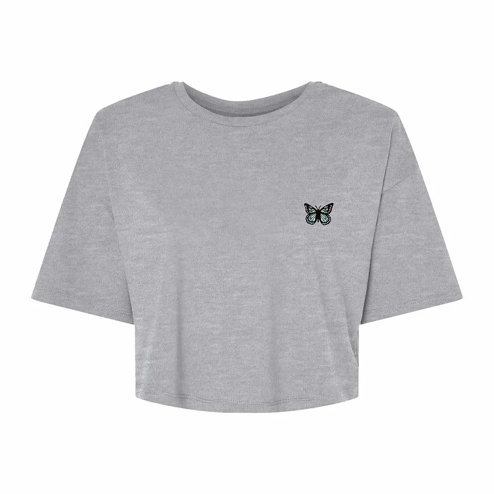 Dalix Butterfly Womens Flowy Cropped Tee