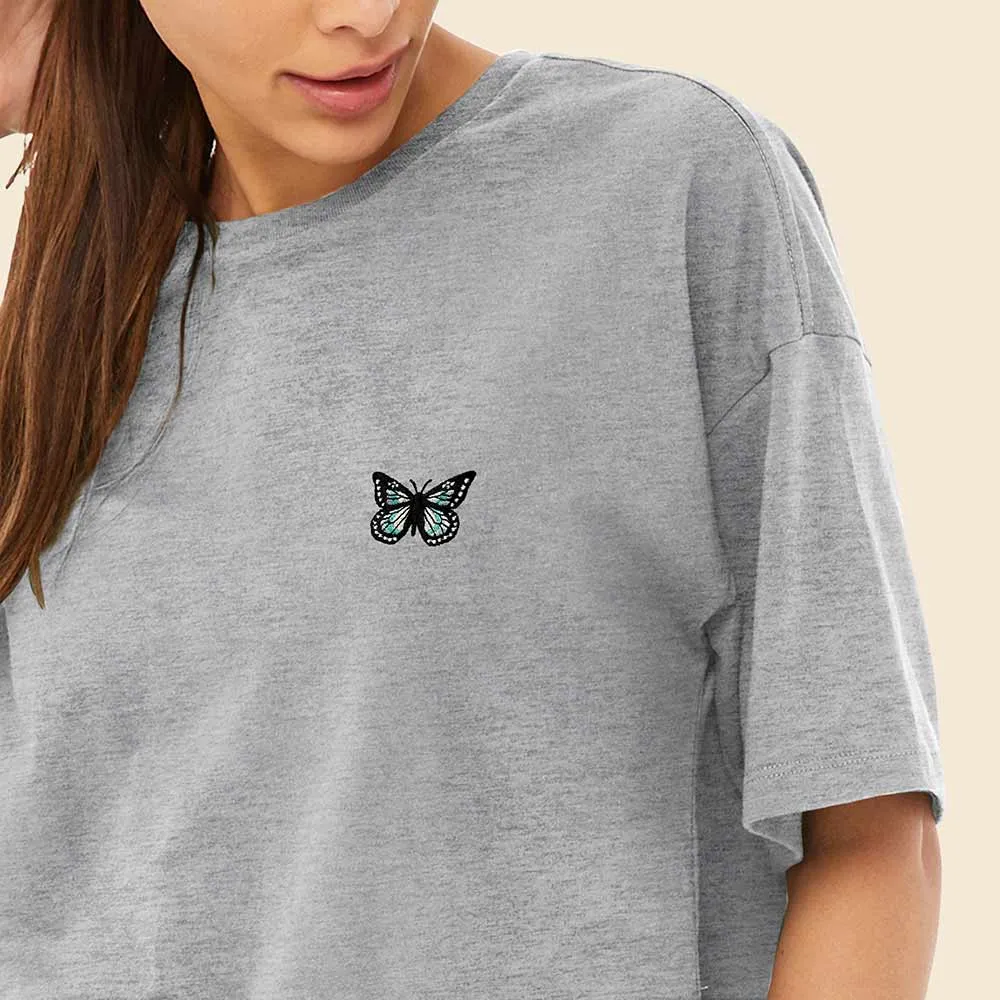 Dalix Butterfly Womens Flowy Cropped Tee