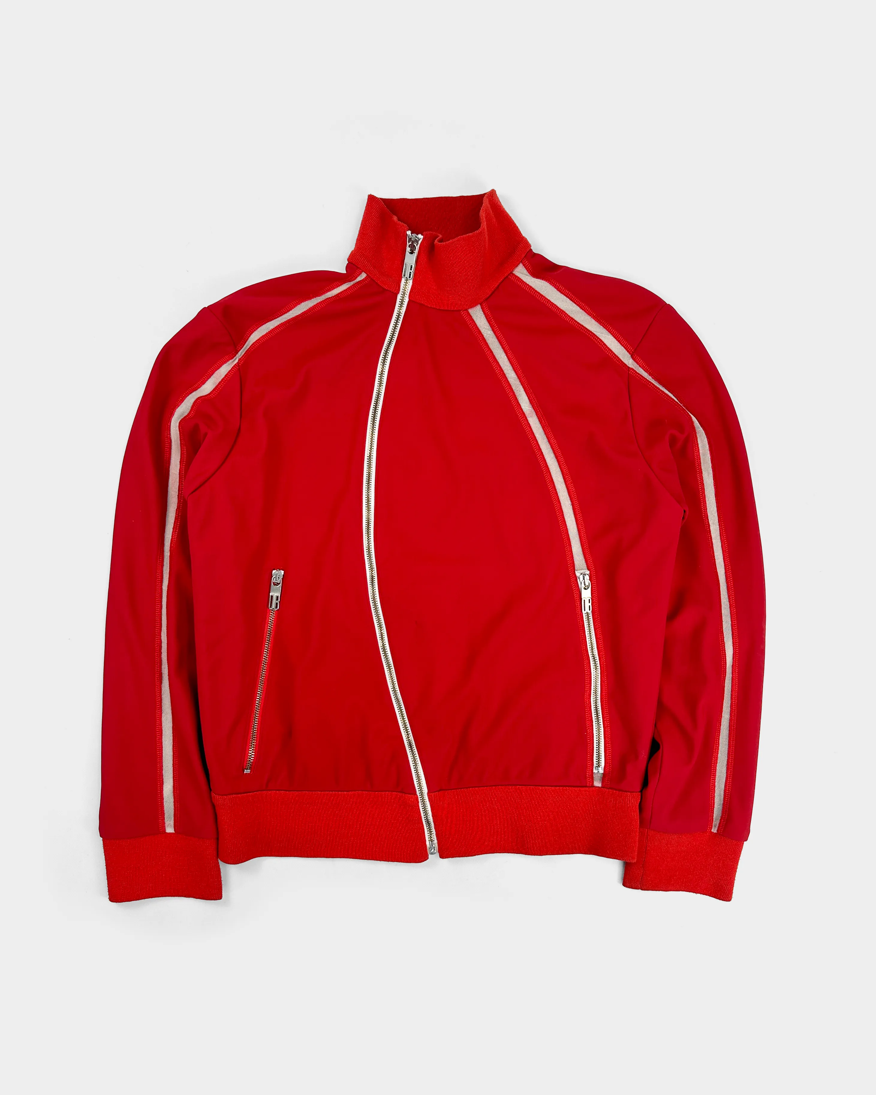 Dirk Bikkembergs Red Curved Zip Jacket 2000's