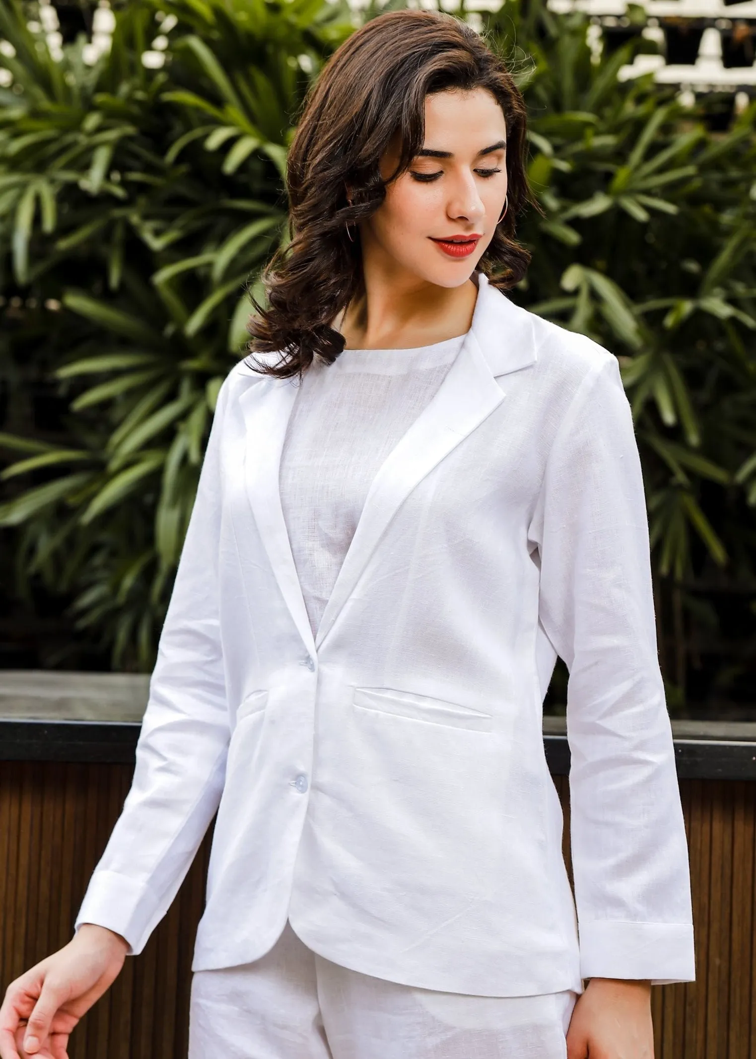 Donna - Lapel Collar Jacket - White