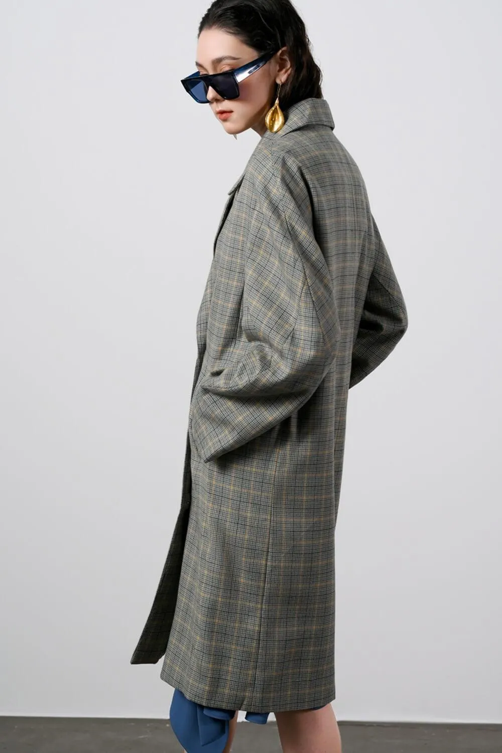 Evangeline Straight Long Sleeved Cotton Above The Knee Trench Coat