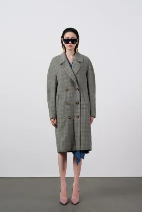 Evangeline Straight Long Sleeved Cotton Above The Knee Trench Coat